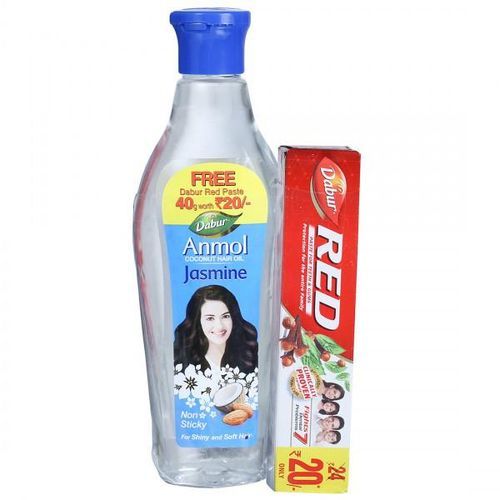 DABUR ANMOL COCONUT HAIR OIL JASMINE 200ML WITH DABUR RED TOOTHPASTE