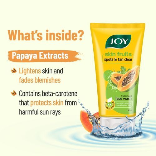 JOY SKIN FRUITS SPOTS AND TAN CLEAR PAPAYA FACE WASH 150ML