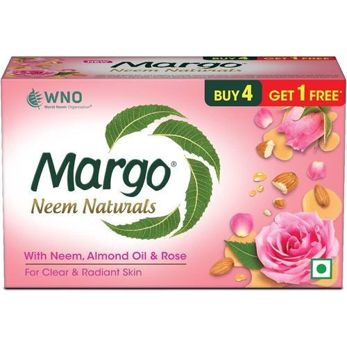 MARGO NATURAL SOAP ALMOND AND ROSE 500GM BUY 4 GET 1