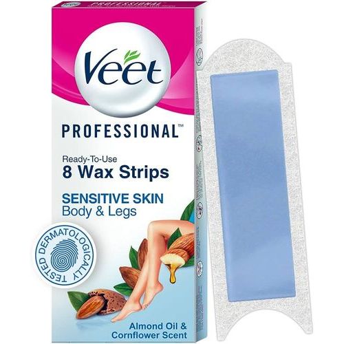 VEET SENSITIVE SKIN HAIF BODY WAX STRIP ALMOND OIL AND CORNFLOWER SCENT